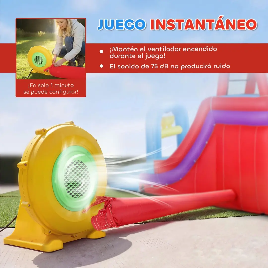 ECTEATOY Springkussen Opblaasbaar Waterpark 6-in-1 - 550W Blower