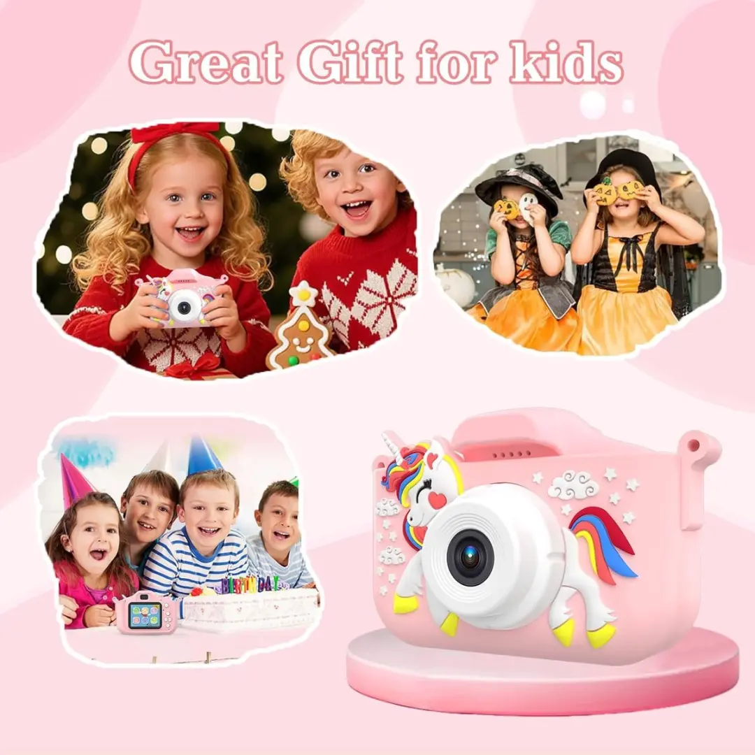 ECTEATOY Speelgoedcamera 515140 - 1080p HD Roze Eenhoorn - afbeelding 6 van 6