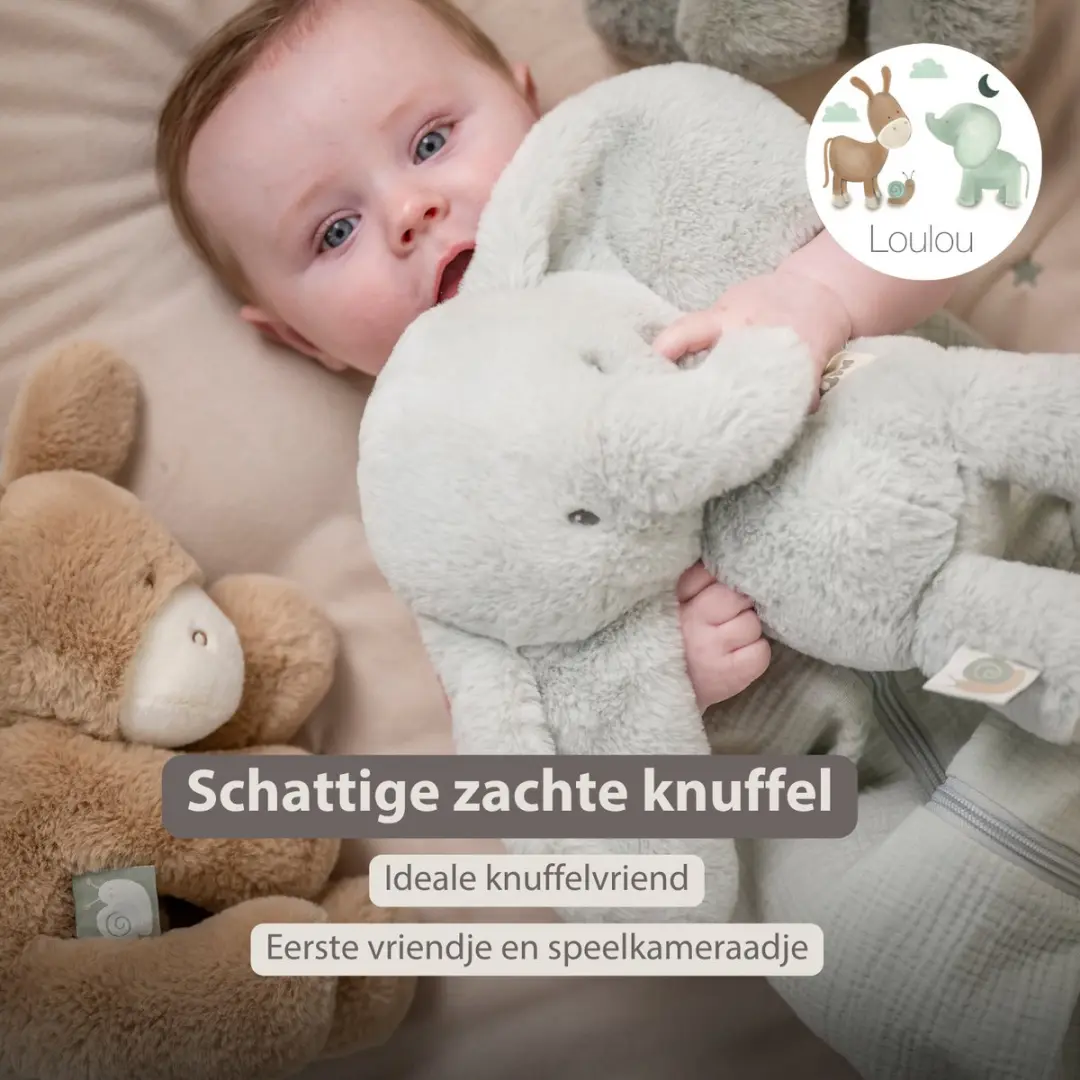 Nattou LouLou Knuffel Olifant 30cm - Lindegroen