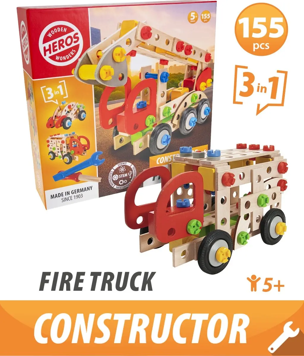 Heros Constructor Brandweerwagen 3-in-1 - 155 Stuks