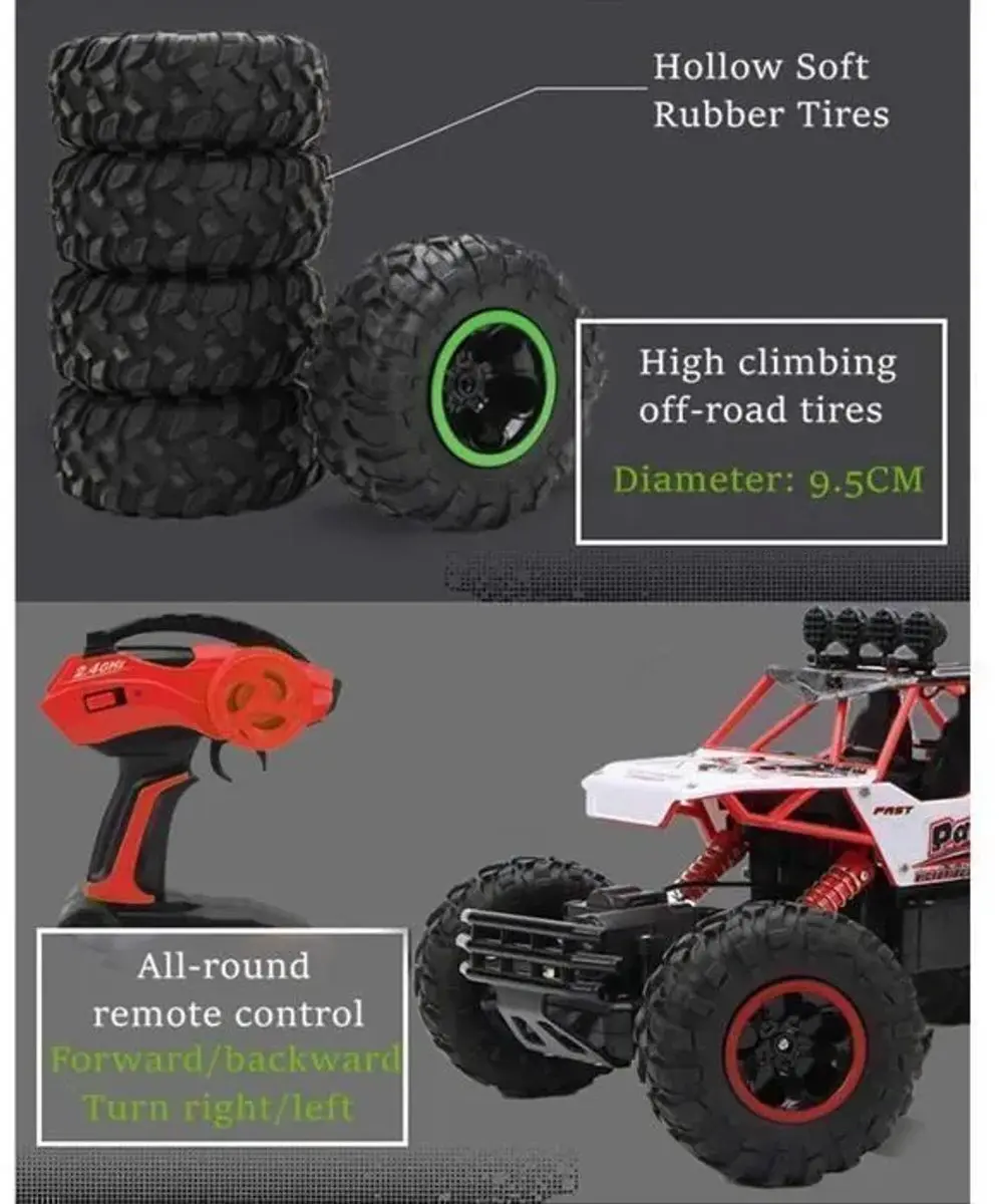 ECTEATOY Bestuurbare RC Auto 1:12 Off-Road - 37x23x20cm - Wit/Zwart/Rood