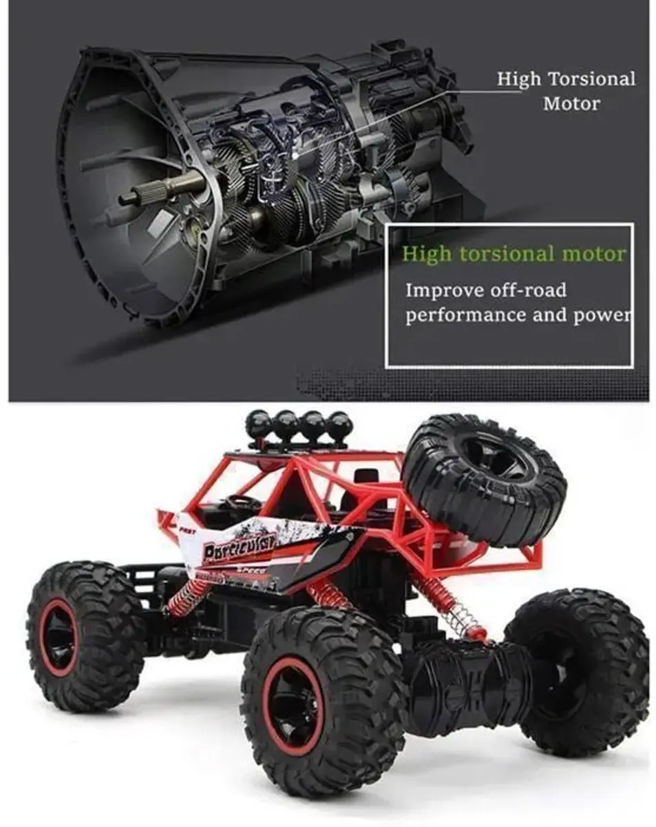 ECTEATOY Bestuurbare RC Auto 1:12 Off-Road - 37x23x20cm - Wit/Zwart/Rood