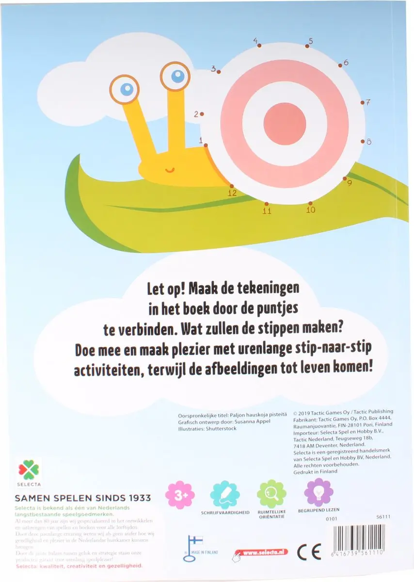 Selecta Stip naar Stip Tekenen met Nummers Doeboek - 48 Pagina's - Multicolor