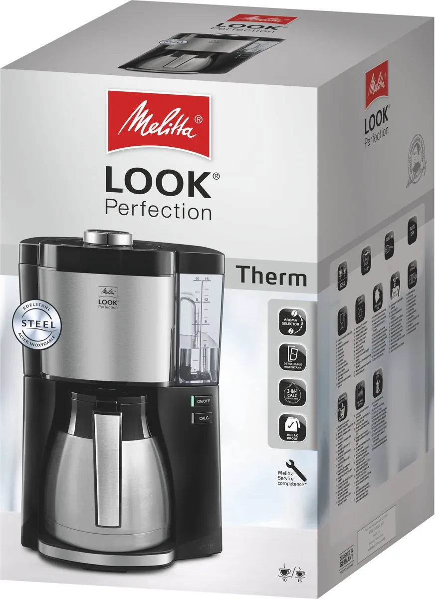 Melitta Look Therm Perfection 1025-16 Koffiezetapparaat - 10 Kopjes - 1,25L - Zwart