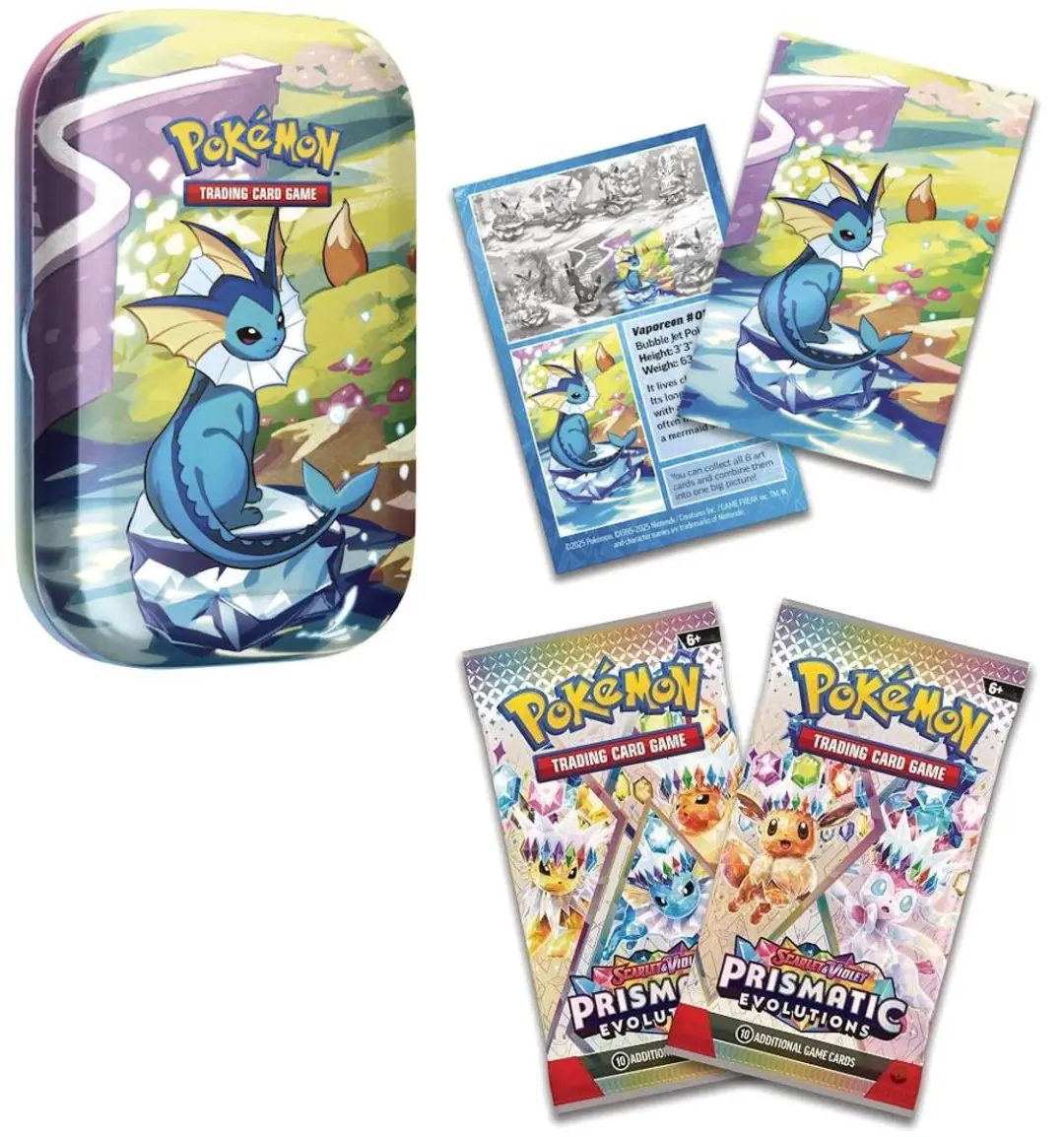 Pokémon Prismatic Evolutions Vaporeon Tin
