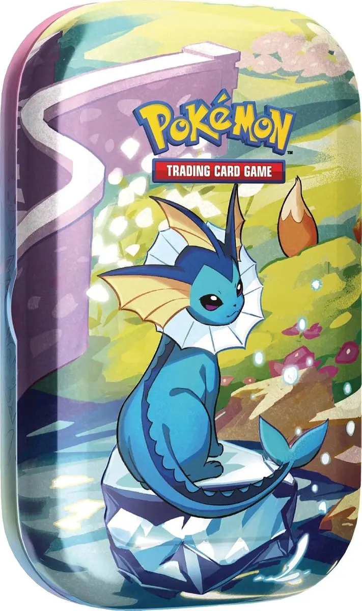 Pokémon Prismatic Evolutions Vaporeon Tin - 20 Kaarten