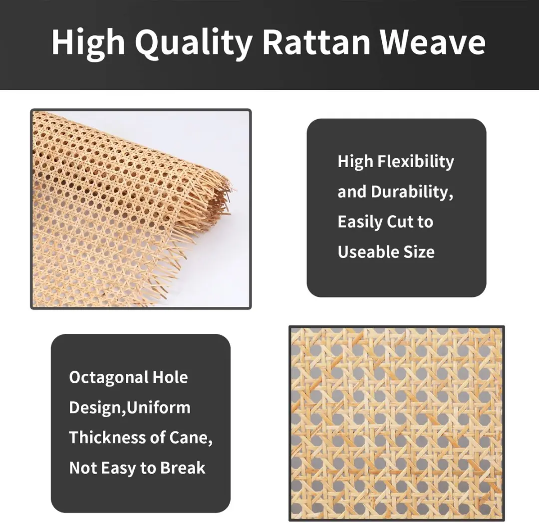 ECTEATOY Rotanband op Rol 50x100cm - Natuurlijk