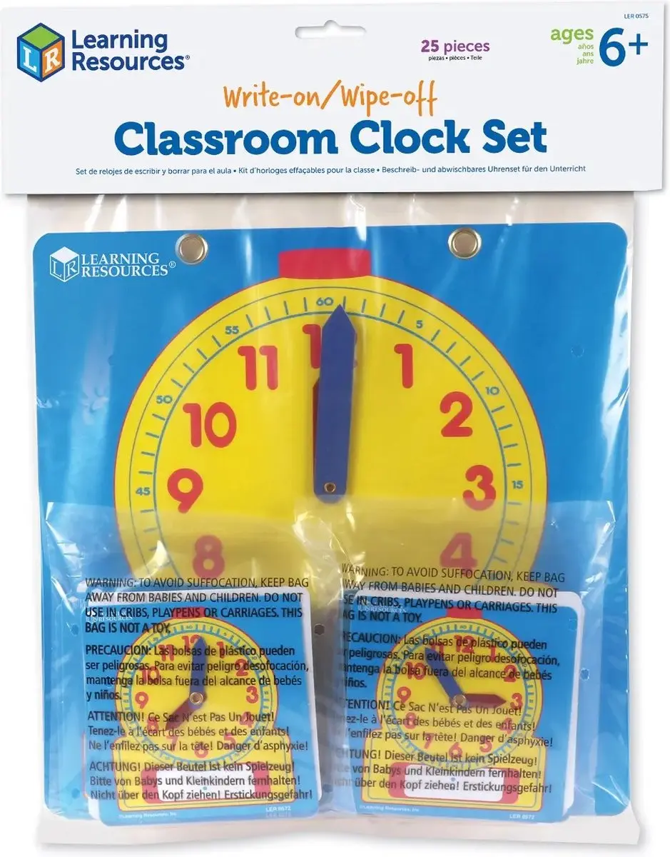 Learning Resources Schrijf & Wis Klok Klassenset - 24 Stuks