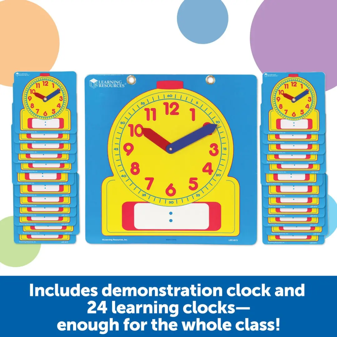 Learning Resources Schrijf & Wis Klok Klassenset - 24 Stuks