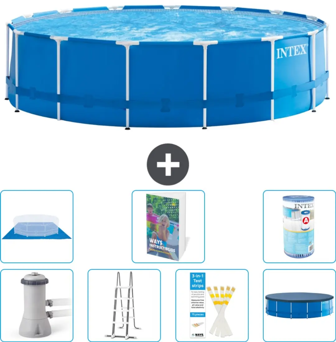 Intex 28242GN-Blauw Rond Frame Zwembad 457x122cm