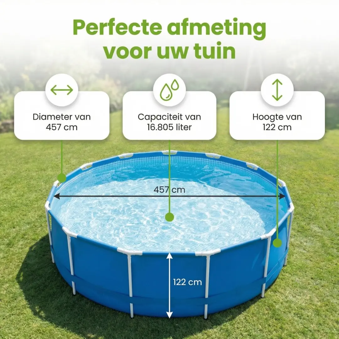 Intex 28242GN-Blauw Rond Frame Zwembad 457x122cm - Blauw - 8-delig