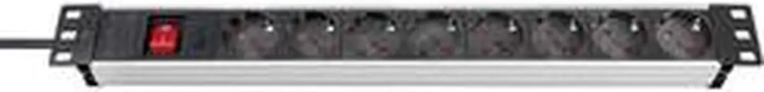 Brennenstuhl Alu-Line 19" Stekkerdoos 8-voudig 2m - Zwart/Zilver