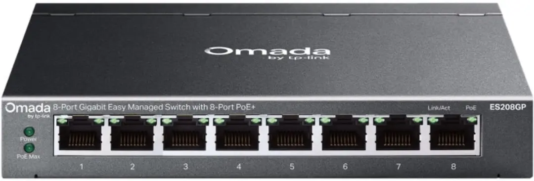 TP-Link Omada ES208GP Switch 8-PoE+ 8x PoE+ - 64W - Zwart - afbeelding 6 van 6