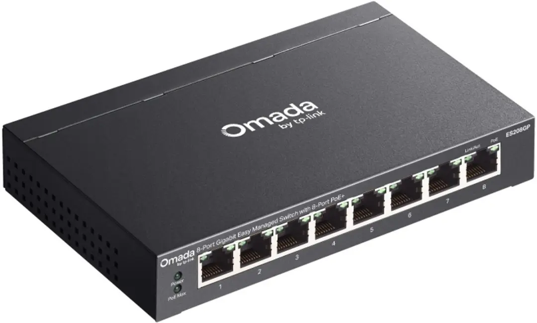 TP-Link Omada ES208GP Switch 8-PoE+ 8x PoE+ - 64W - Zwart