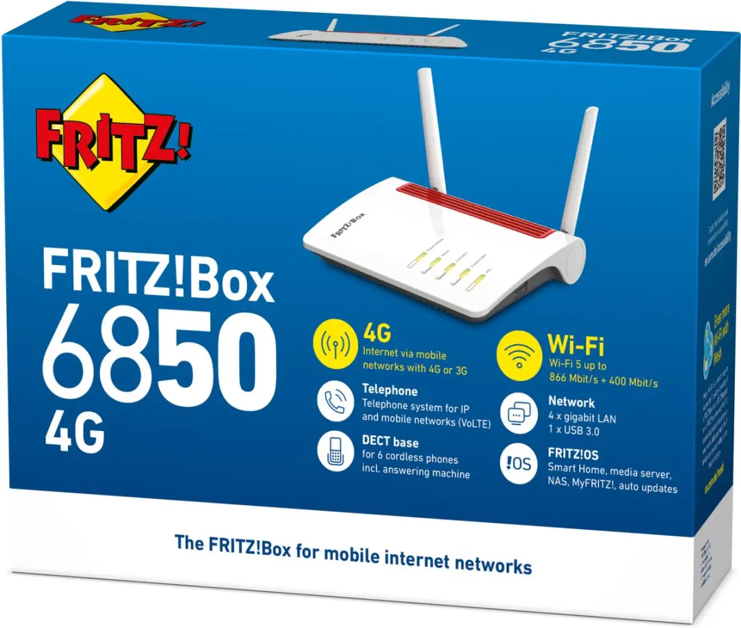 FRITZ! Box 6850 4G Router - 4x LAN - Wit