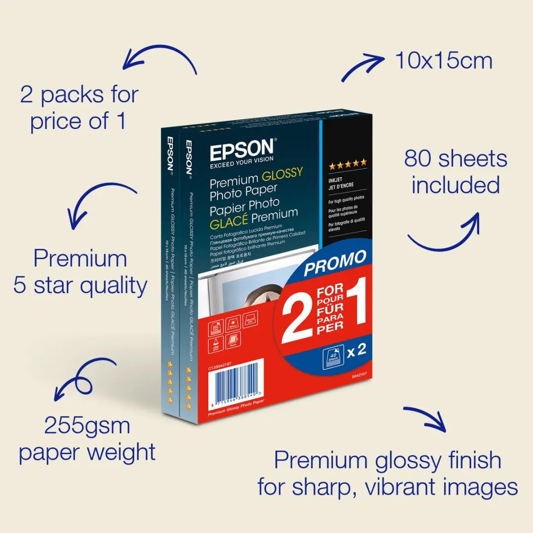 Epson S042167 Fotopapier 10x15cm - 80 Vellen Wit