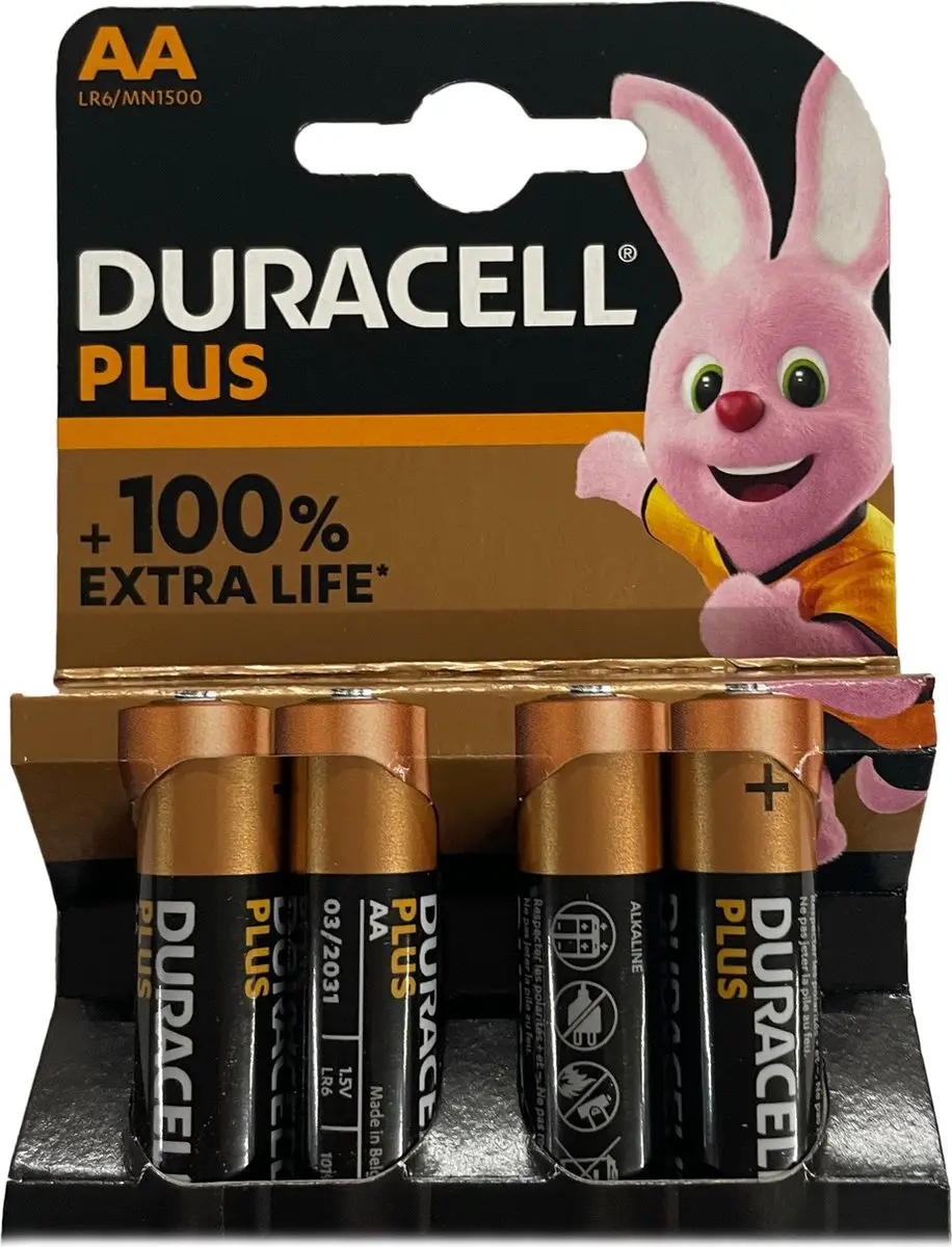 Duracell Alkaline Plus AA Batterij 2700mAh - 4 Stuks