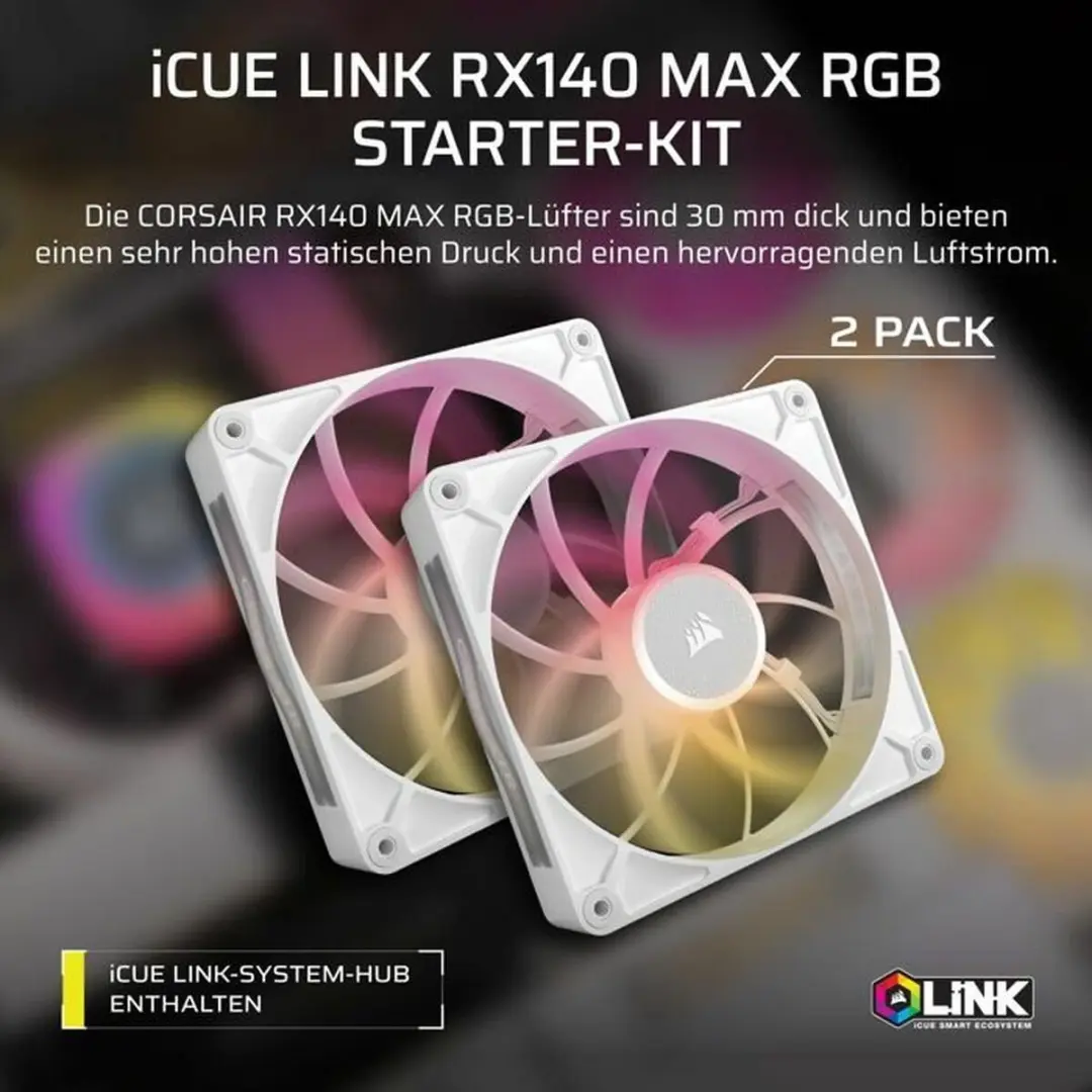Corsair RX140 MAX RGB - 2 stuks Wit - afbeelding 2 van 4