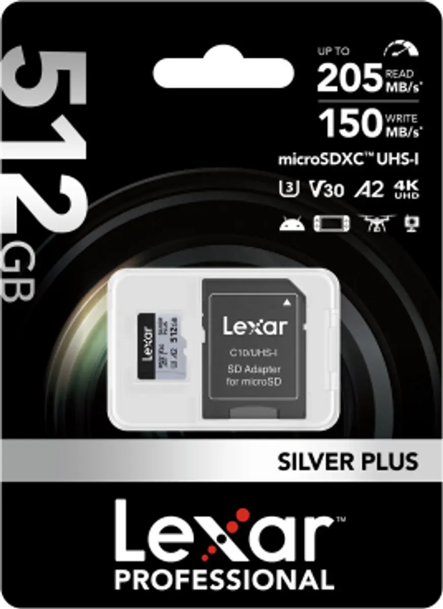 Lexar microSDXC Silver Plus UHS-I LMSSIPL512G-BNANG 512GB - 205MB/s Lezen