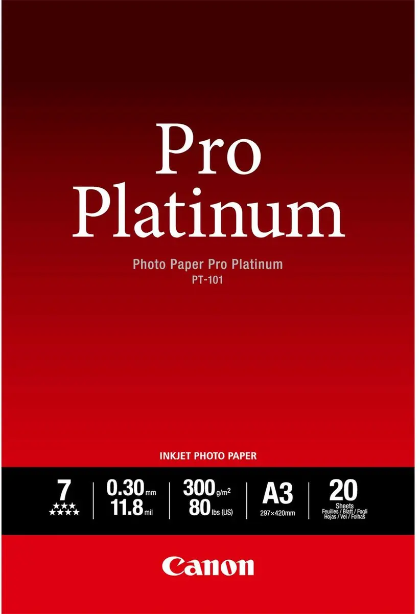 Canon PT-101 Pro Platinum Fotopapier A3 - 20 Vel
