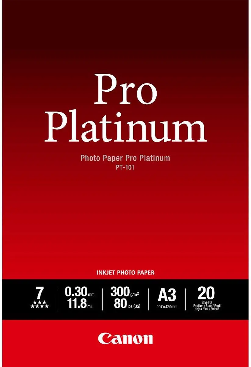 Canon PT-101 Pro Platinum Fotopapier A3 - 20 Vel - afbeelding 6 van 6