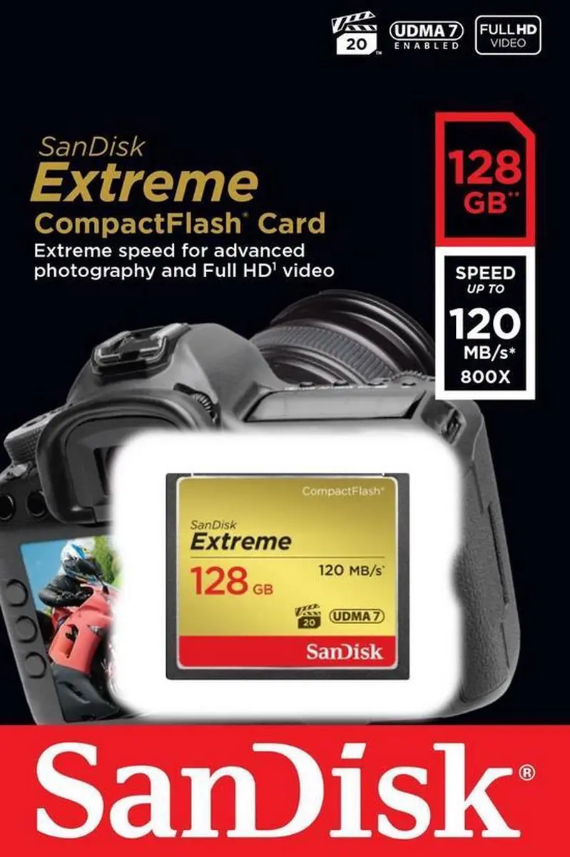 SanDisk CompactFlash Extreme SDCFXSB-128G-G46 - 128GB