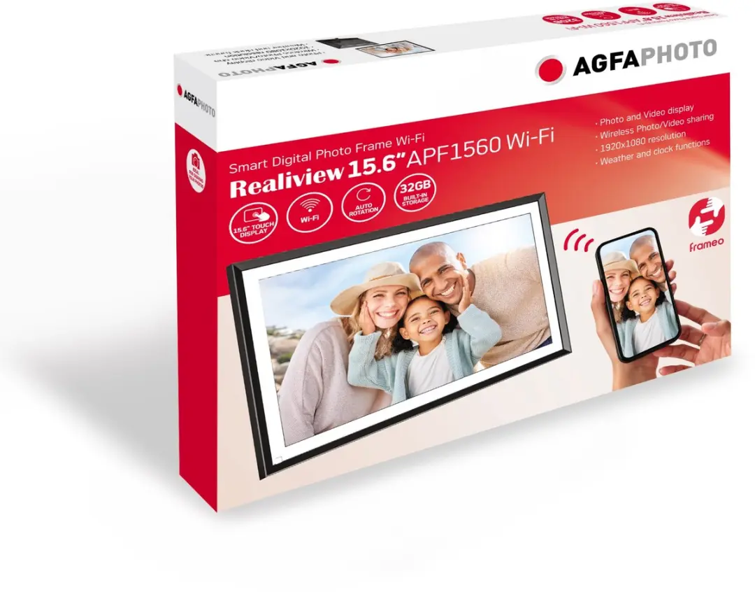 AgfaPhoto Frameo Digitale Fotolijst 15.6 inch - Zwart - afbeelding 6 van 6