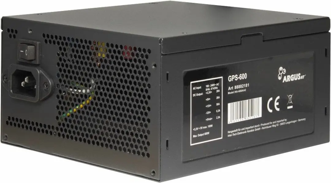 Intertech Argus GPS-600 600W Voeding - Zwart