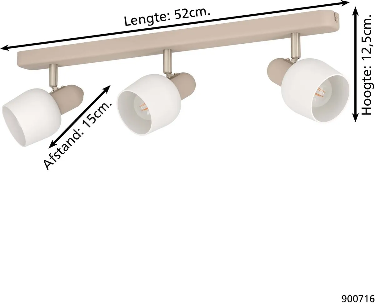 Eglo Corato Spot E14 - 3 Lichtpunten 52cm - Wit/Zand - afbeelding 6 van 6