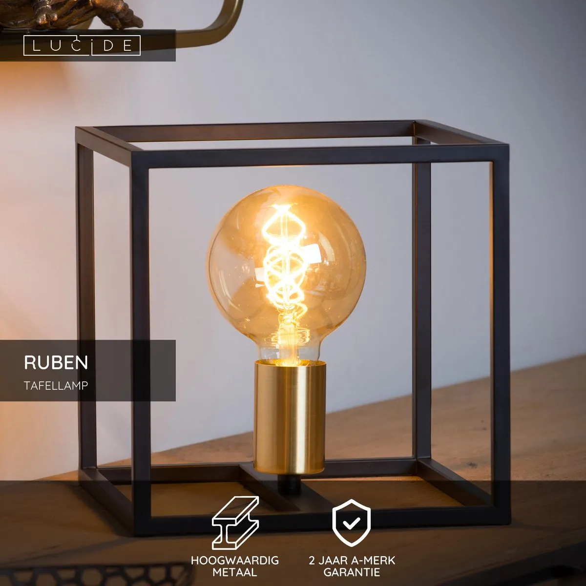 Lucide Ruben Tafellamp E27 - Zwart