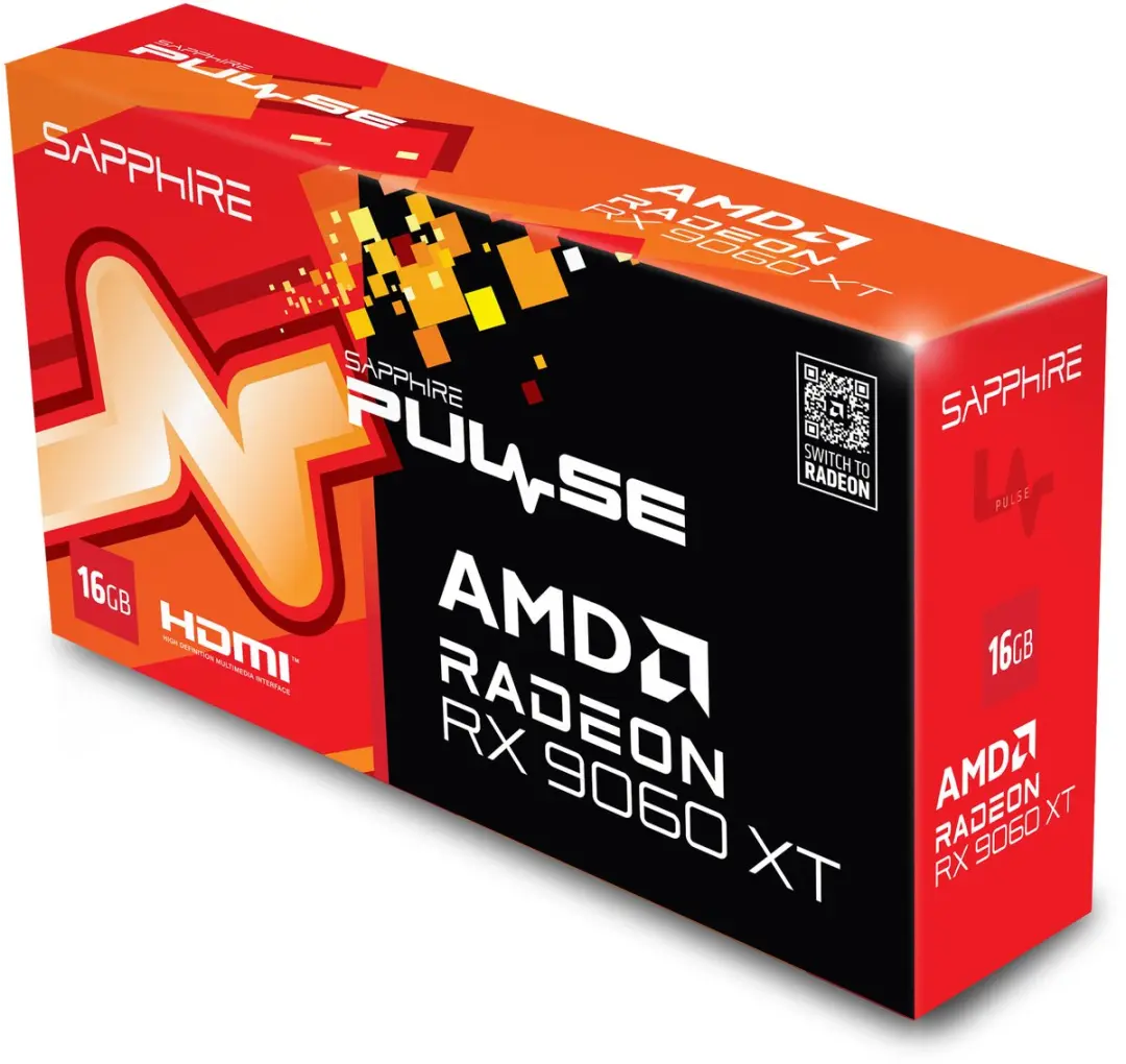 Sapphire Pulse Radeon RX 9060 XT Videokaart 16GB GDDR6