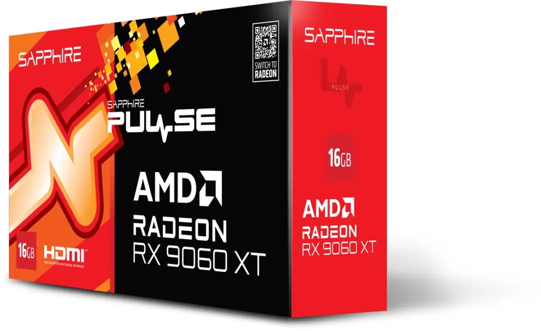 Sapphire Pulse Radeon RX 9060 XT Videokaart 16GB GDDR6