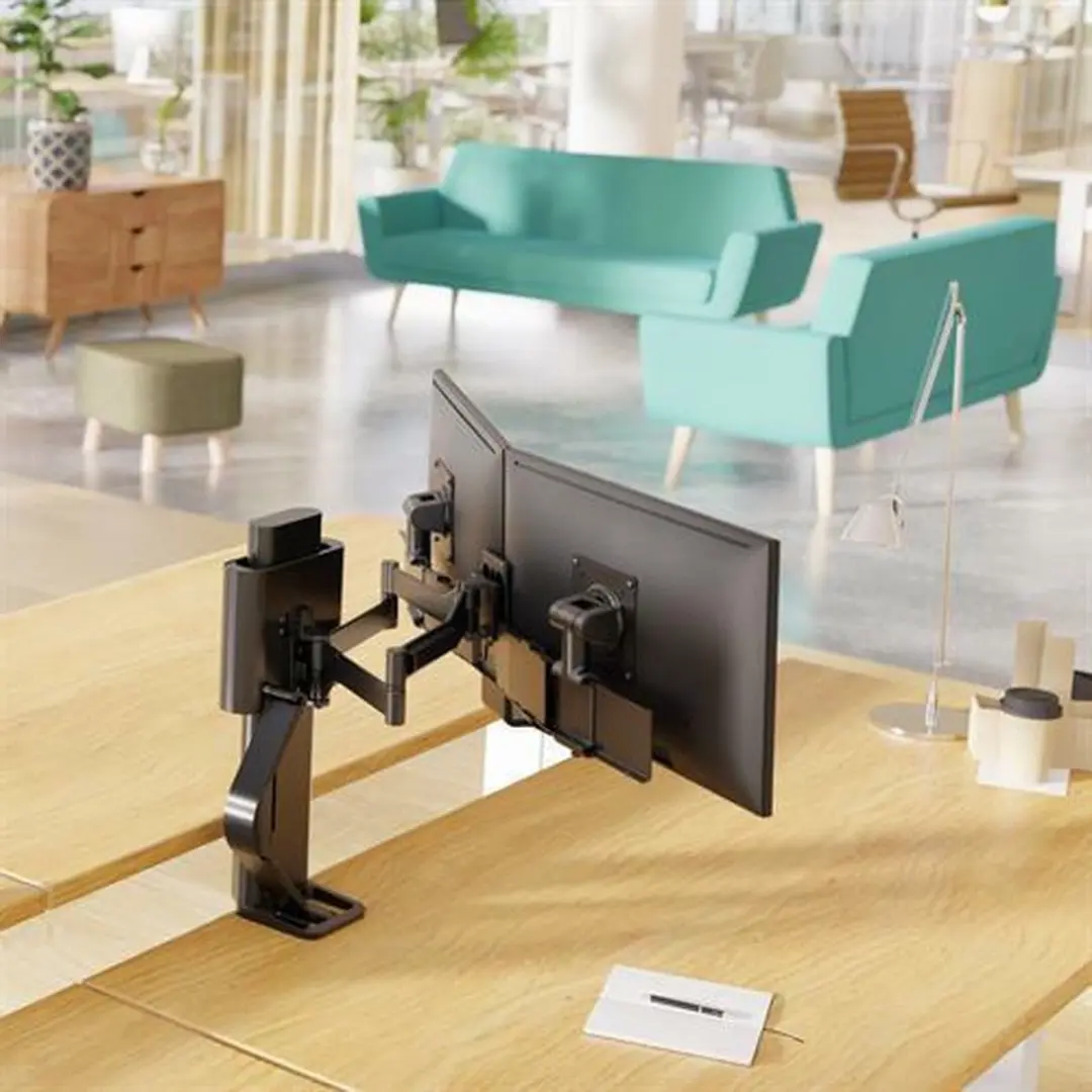 Ergotron TRACE Monitor-tafelbeugel 2-voudig 27" - Zwart