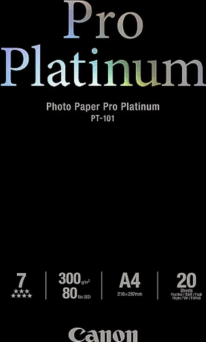 Canon PT-101 Pro Platinum Fotopapier 300g/m² A4 - 20 Vel Zwart