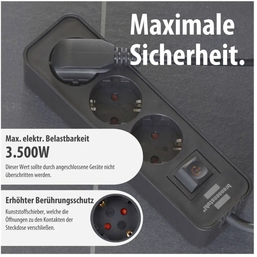 Brennenstuhl Ecolor Stekkerdoos 3-voudig 3600W - 1,5m - Zwart