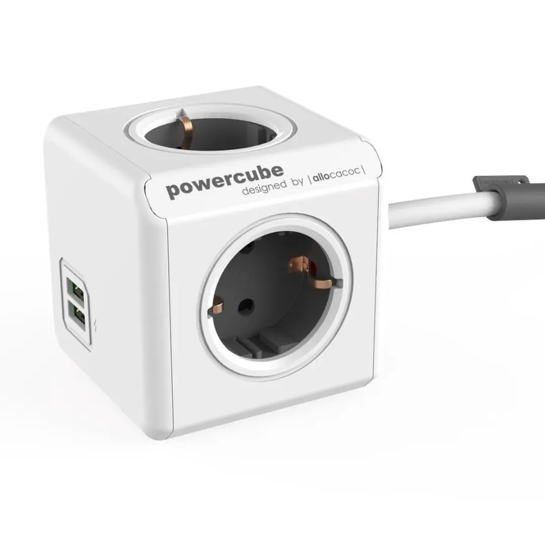 PowerCube Extended USB Schuko Wit - 4 Stopcontacten 3500W