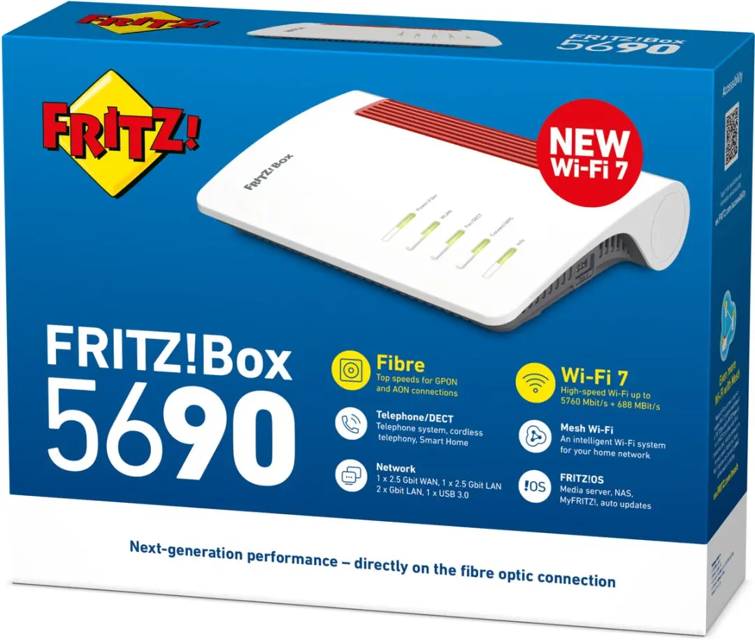 Box FRTZ! 5690 International Router - 4x LAN, 1x WAN, 1x USB 3.0 - Rood/Wit