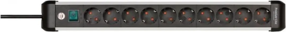 Brennenstuhl Premium Alu-Line 10-voudig 3m Stekkerdoos - Zilver/Zwart