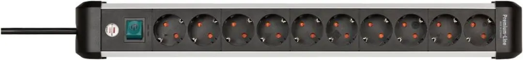Brennenstuhl Premium Alu-Line 10-voudig 3m Stekkerdoos - Zilver/Zwart