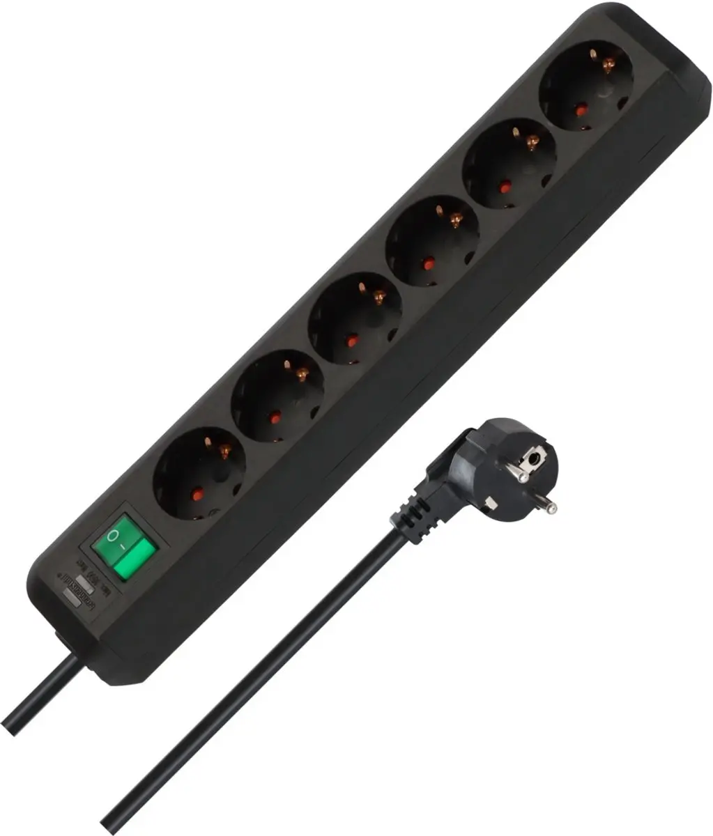 Brennenstuhl Eco-Line 6-voudig 3500W - Zwart