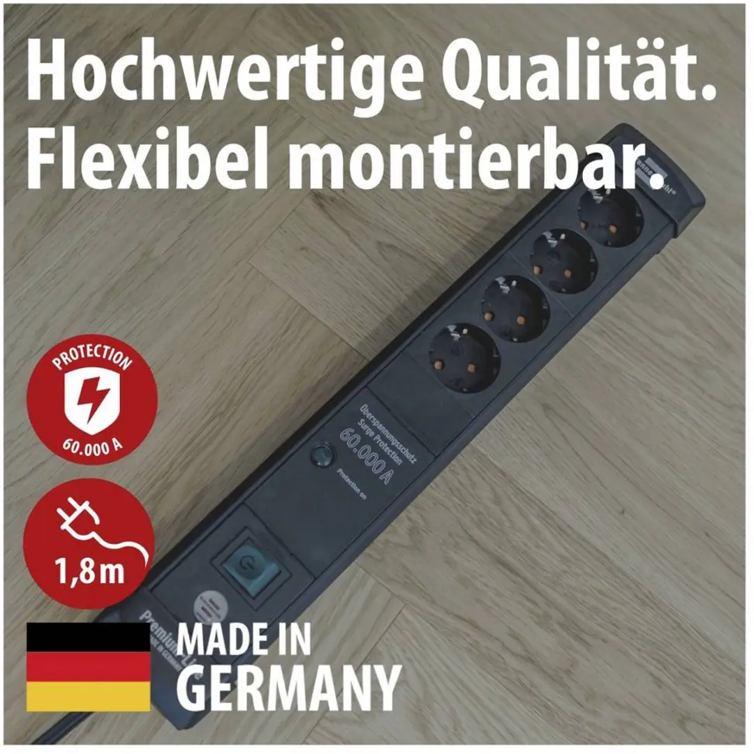Brennenstuhl Premium-Line 60.000A 4-voudig stekkerdoos - 1,8m