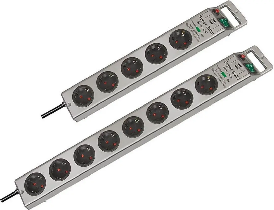 Brennenstuhl Super-Solid 13.500A Stekkerdoos 5-voudig - 2,5m - Zilver