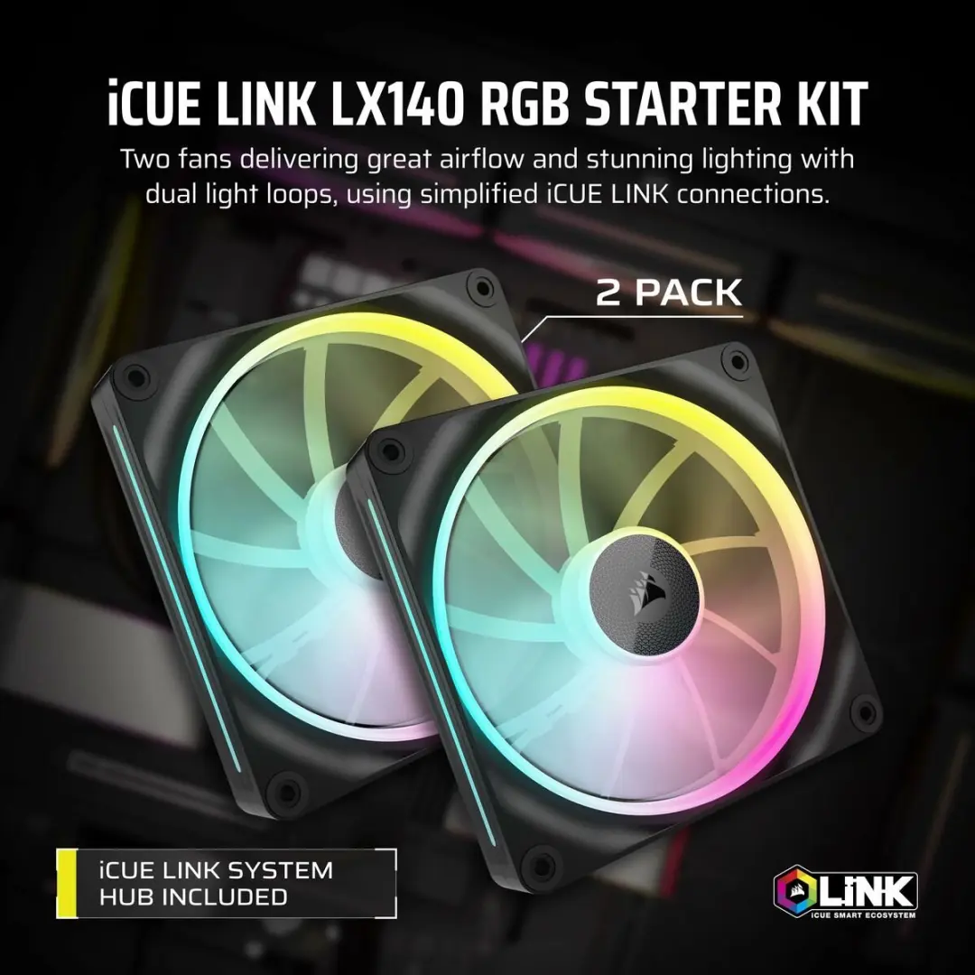 Corsair LX140 RGB - 2 stuks Zwart - afbeelding 6 van 6