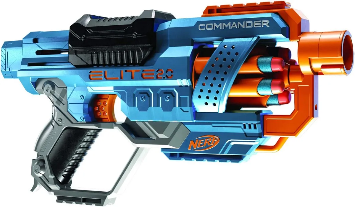 Nerf Elite 2.0 Commander RD-6 Dartblaster - Blauw/Oranje - afbeelding 6 van 6