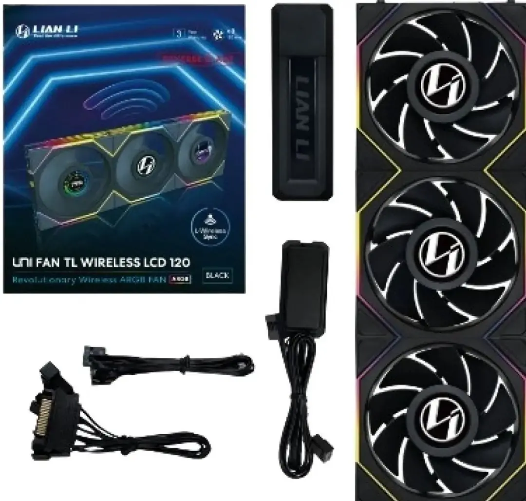 Lian Li UNI FAN TL Wireless ARGB LCD 3-Pack 120mm - Zwart