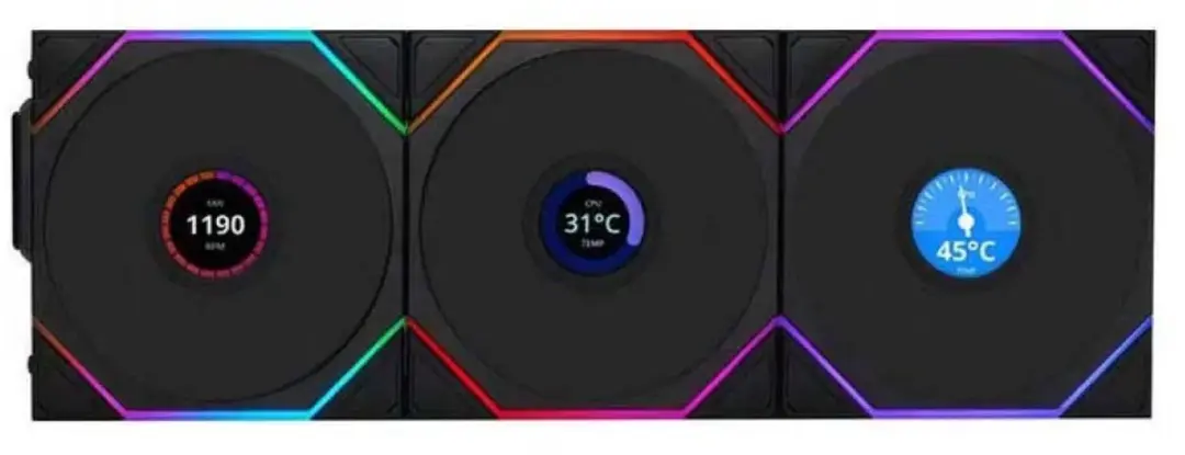 Lian Li UNI FAN TL Wireless ARGB LCD 3-Pack 120mm - Zwart