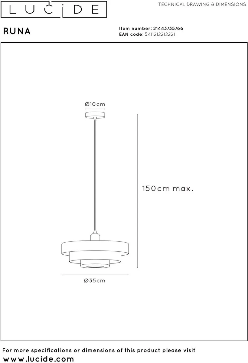 Lucide RUNA Hanglamp Ø35cm - Roze