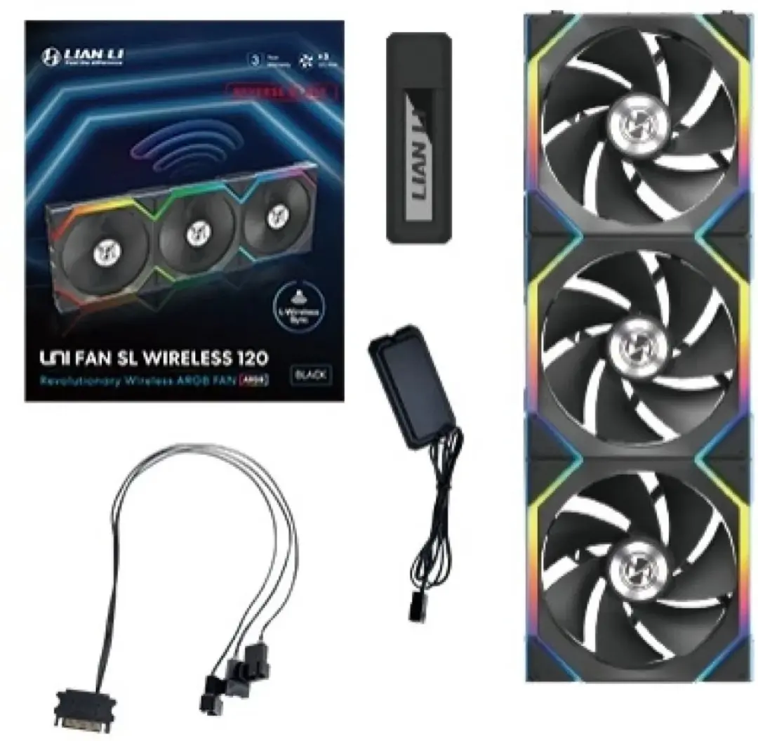 Lian Li UNI FAN SL Wireless Reverse Blade 120mm - 3-pack - Zwart