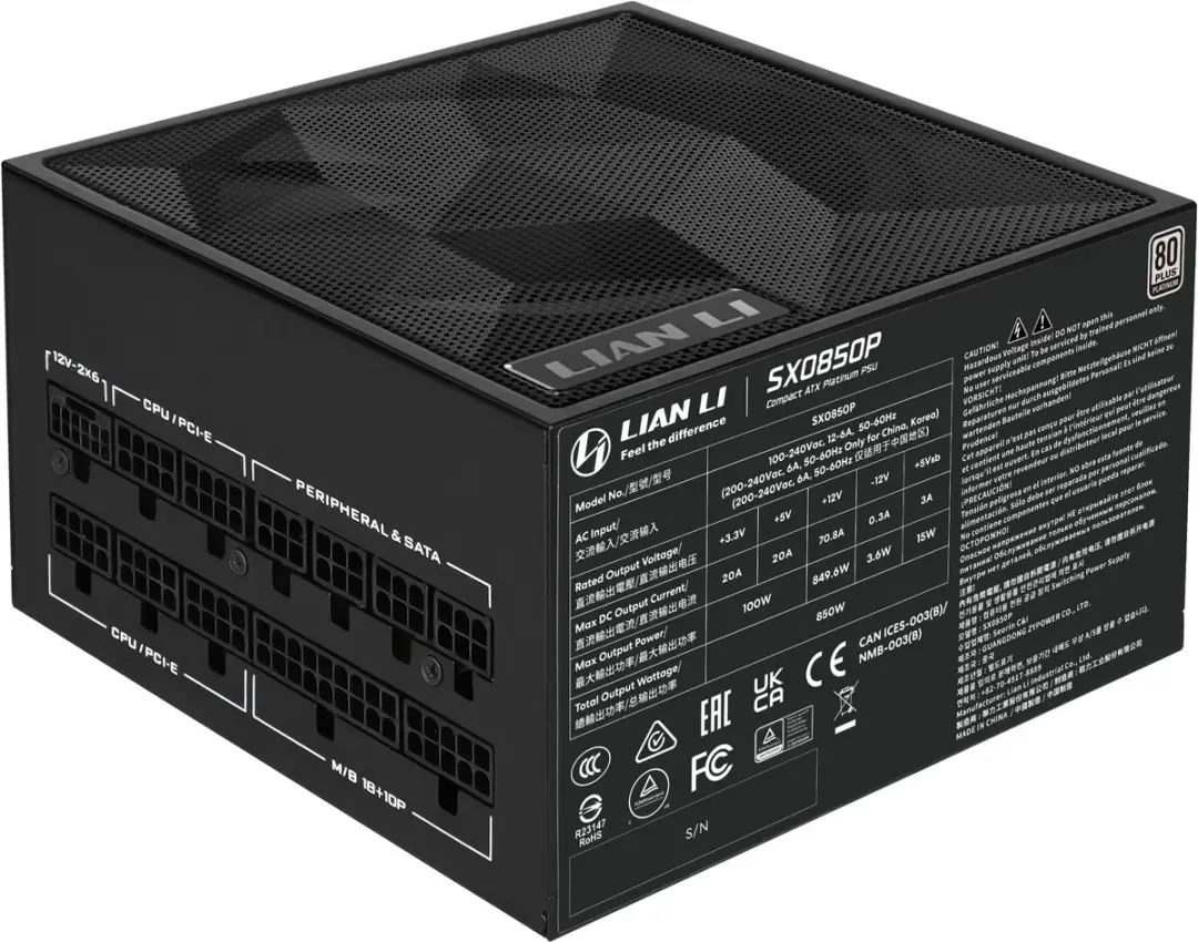 Lian Li SX0850P Voeding 850W - ATX - Zwart
