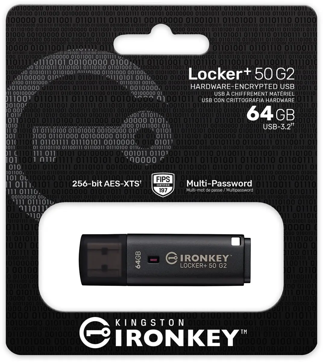 Kingston IronKey Locker Plus 50 G2 IKLP50G2/64GB - 64GB - Zwart - afbeelding 6 van 6